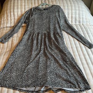 LTS Long Tall Sally Black and Cream Long sleeved Dress with waist shirting